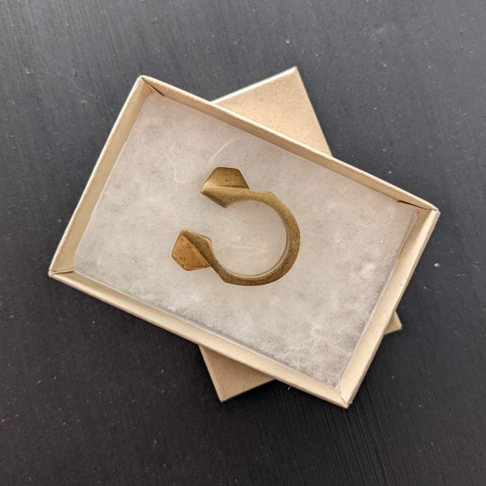 Geometric Brass Ring, Size 5, Brand New in Box